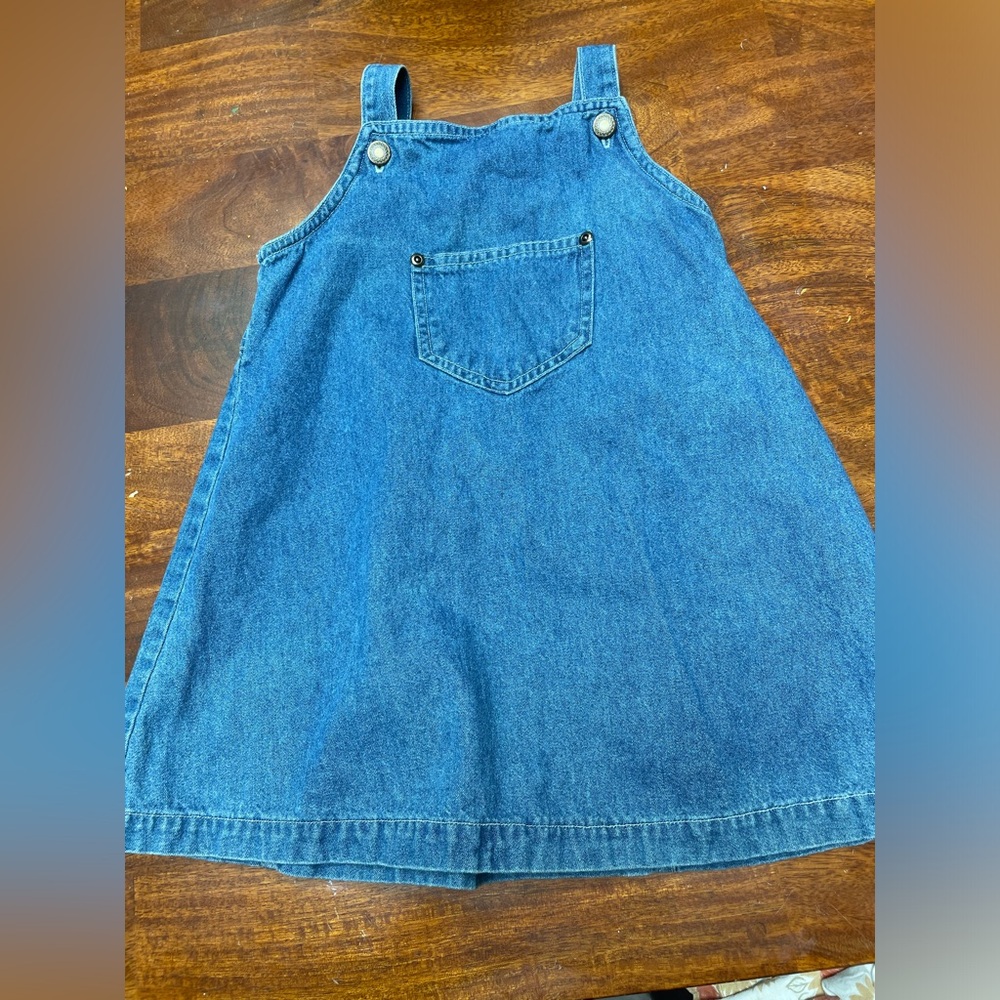 Radishes and roses vintage denim overall dress size 5